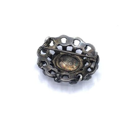 Circular silver spindle finely enamelled...
