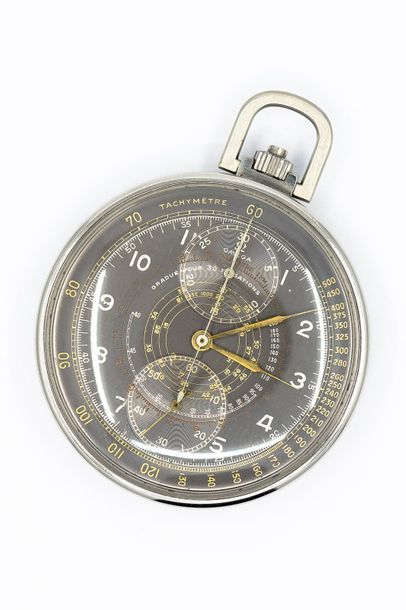 OMEGA
Steel chronograph pocket watch with...