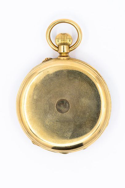 Pocket watch in 750° yellow gold, white dial...