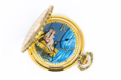 Soapette watch in 750° yellow gold, painted...
