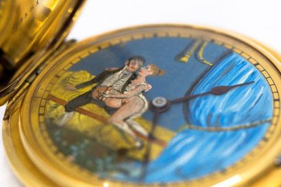 Soapette watch in 750° yellow gold, painted...