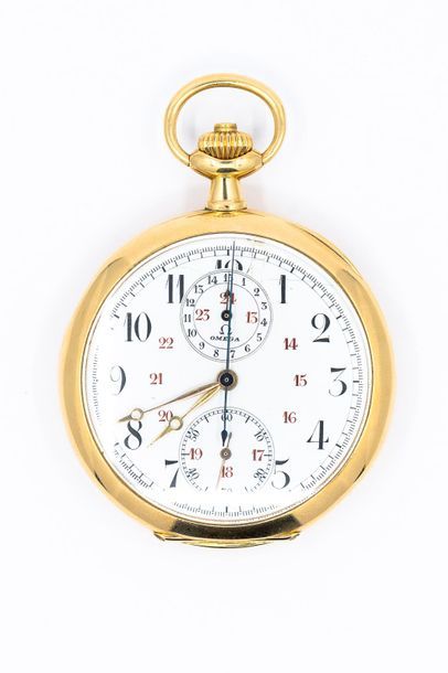 OMEGA 
Pocket watch in 750° yellow gold,...