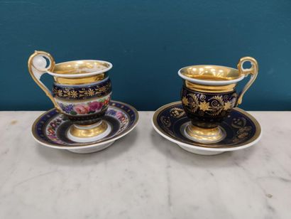 PARIS 
Porcelain cup and saucer with polychrome...