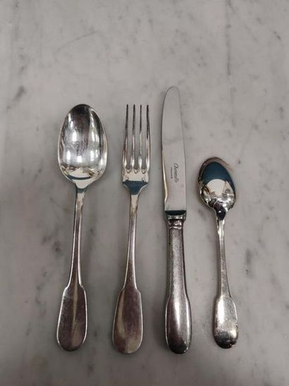 CHRISTOPHLE
Six fruit knives in silver plated...