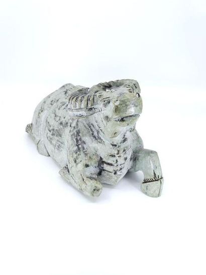 Buffalo lying in hard stone 
Small lack and...