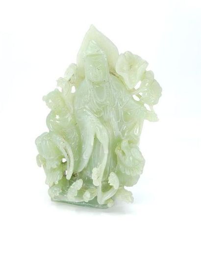 Sculpture in green hard stone representing...
