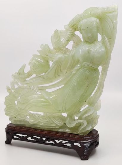 Sculpture in green hard stone representing...