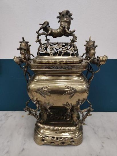 Bronze perfume burner with golden patina...