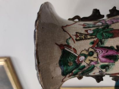 PAIR OF BALUMINIUM VASES in polychrome porcelain...