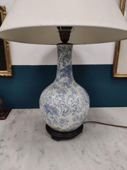 White porcelain lamp base and flower with...