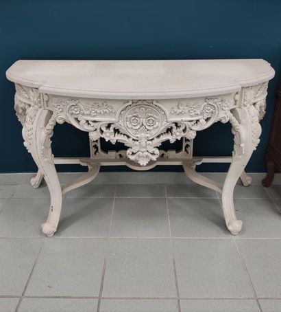 CONSOLE in white lacquered wood in the Louis...