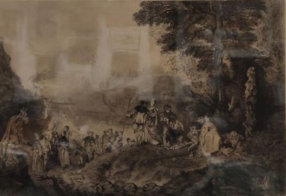 C. CHAMPOLLION d'aprés Watteau 
Large black...