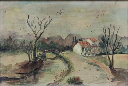 HANIN (?)
House in winter
Oil on framed panel
Signed...