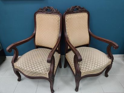 Pair of Napoleon III FALLS in mahogany, moulded...