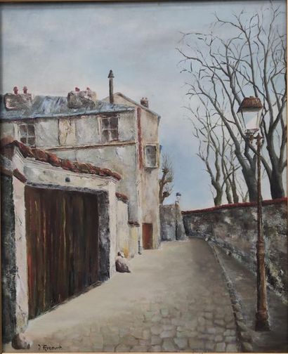 D'ARCOURT 
Oil on framed canvas
Rue de Montmartre...