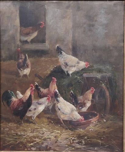 FROMENTIN 
Chicken house
Pair of framed oils...