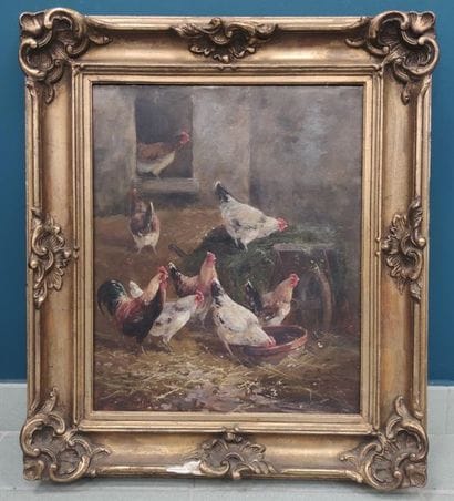 FROMENTIN 
Chicken house
Pair of framed oils...