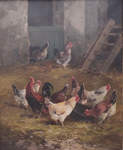 FROMENTIN 
Chicken house
Pair of framed oils...