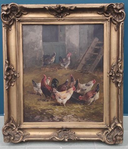FROMENTIN 
Chicken house
Pair of framed oils...