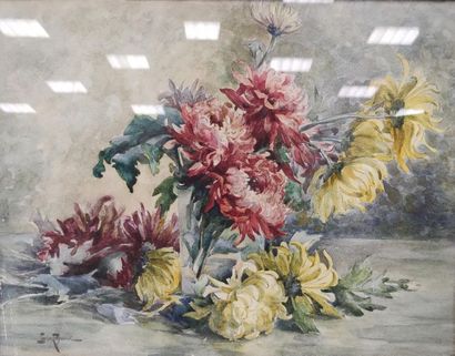 Louise Reynaud
Bouquet of chrysanthemums
Framed...