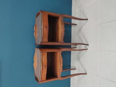 Pair of Louis XV style walnut bedside tables...