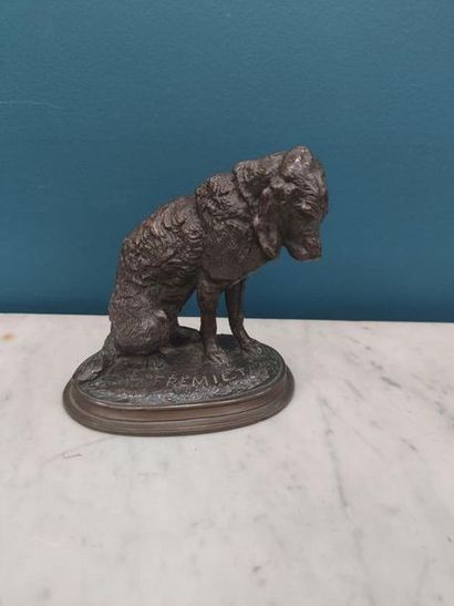 FREMIET Emmanuel (1824-1910)
Sitting spaniel
Bronze...