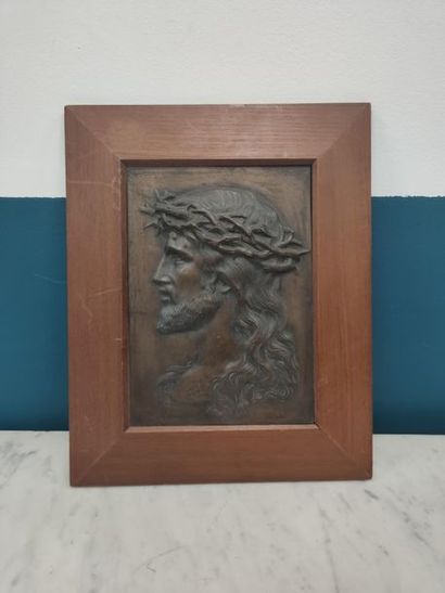 BRONZE PLATE representing the profile of...