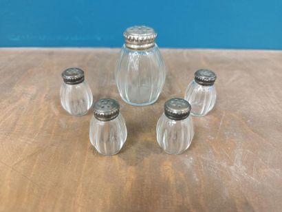 CHRISTOFLE
Four salt shakers 
Silver cork...