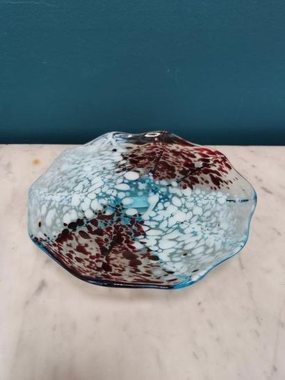 MURANO 
Standing bowl in blue and red marbled...