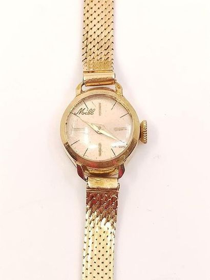 MILL
Wristwatch in 750° yellow gold, round...