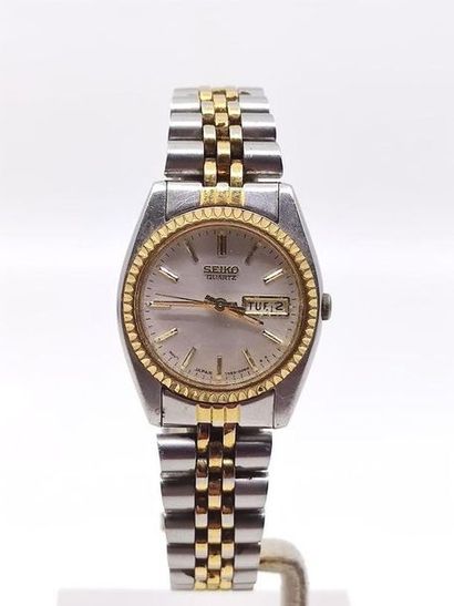 SEIKO
Two-tone steel bracelet watch, white...