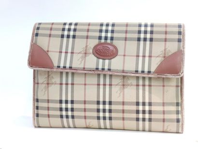 BURBERRYS
Tartan coated canvas and cognac...