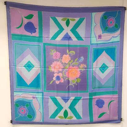 Lot including: 
Silk square on blue background...
