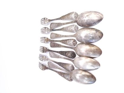 Six table forks and five table spoons in...