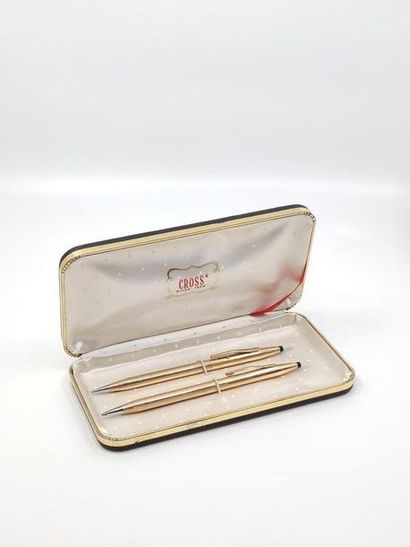 BOX comprising: two gold metal ballpoint...