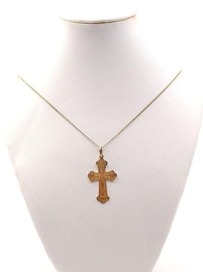 CHAIN and pendant cross in yellow gold 750...