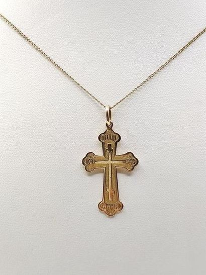 CHAIN and pendant cross in yellow gold 750...