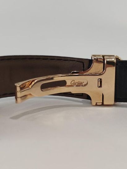 BRACELET black leather strap with 750° yellow...