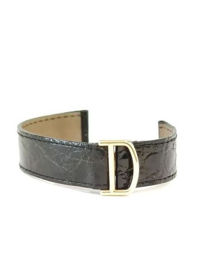 BRACELET black leather strap with 750° yellow...