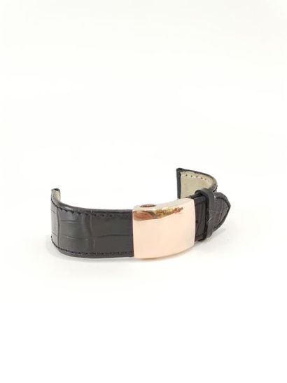 BRACELET black leather with steel folding...