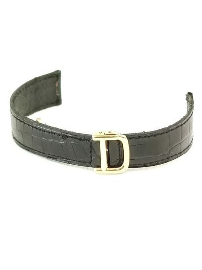 BRACELET in glossy black leather with folding...