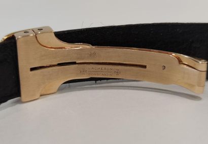 BRACELET in glossy black leather with folding...