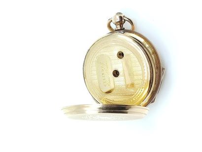 750° yellow gold neckwatch, dial with Roman...