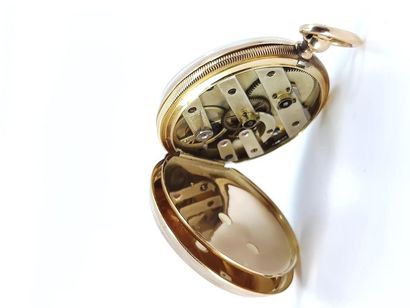 750° yellow gold neckwatch, dial with Roman...