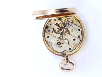 750° yellow gold neckwatch, dial with Roman...