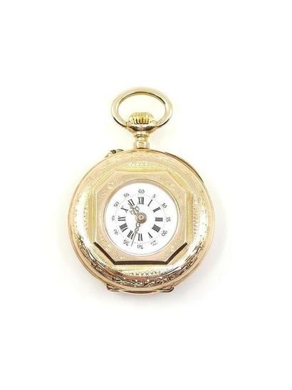 NECKWATCH in 750° yellow gold, white caran...