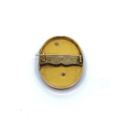 BROCHE en or rose aplliquée d'un motif végétal...