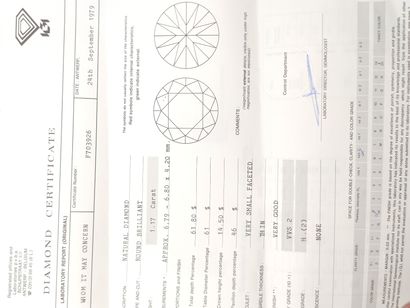 DIAMANT 1,17 CT COULEUR H VVS2

Certificat...