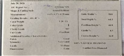 Modern size 1.20 ct DIAMOND, colour I, SI2...
