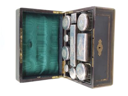 COFFRET de VOYAGE rectangulaire en placage...